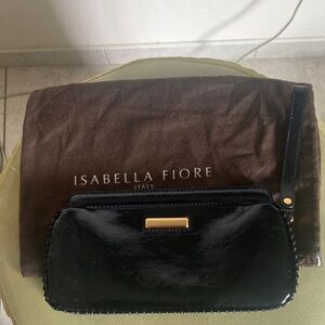 Isabella Fiore Black and Gold Wristlet Clutch